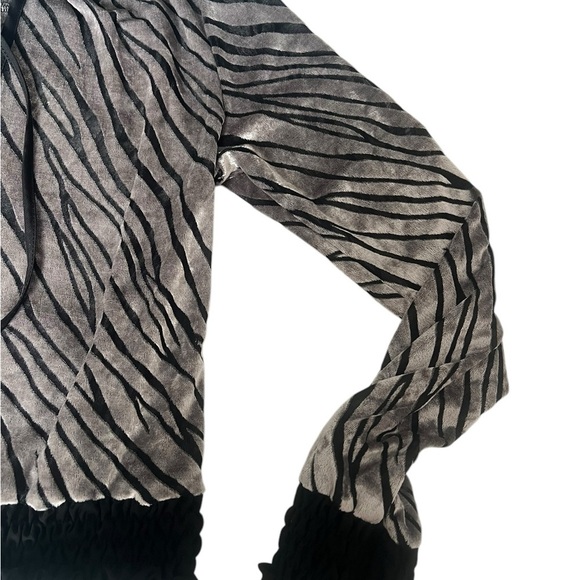 Loyd/Ford Palm Beach Top Blouse Burnout Velvet Zebra Stripe Small Punk Glam - Picture 3 of 10